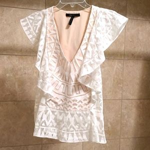 BCBGMaxAzria Sleeveless White Lace Blouse